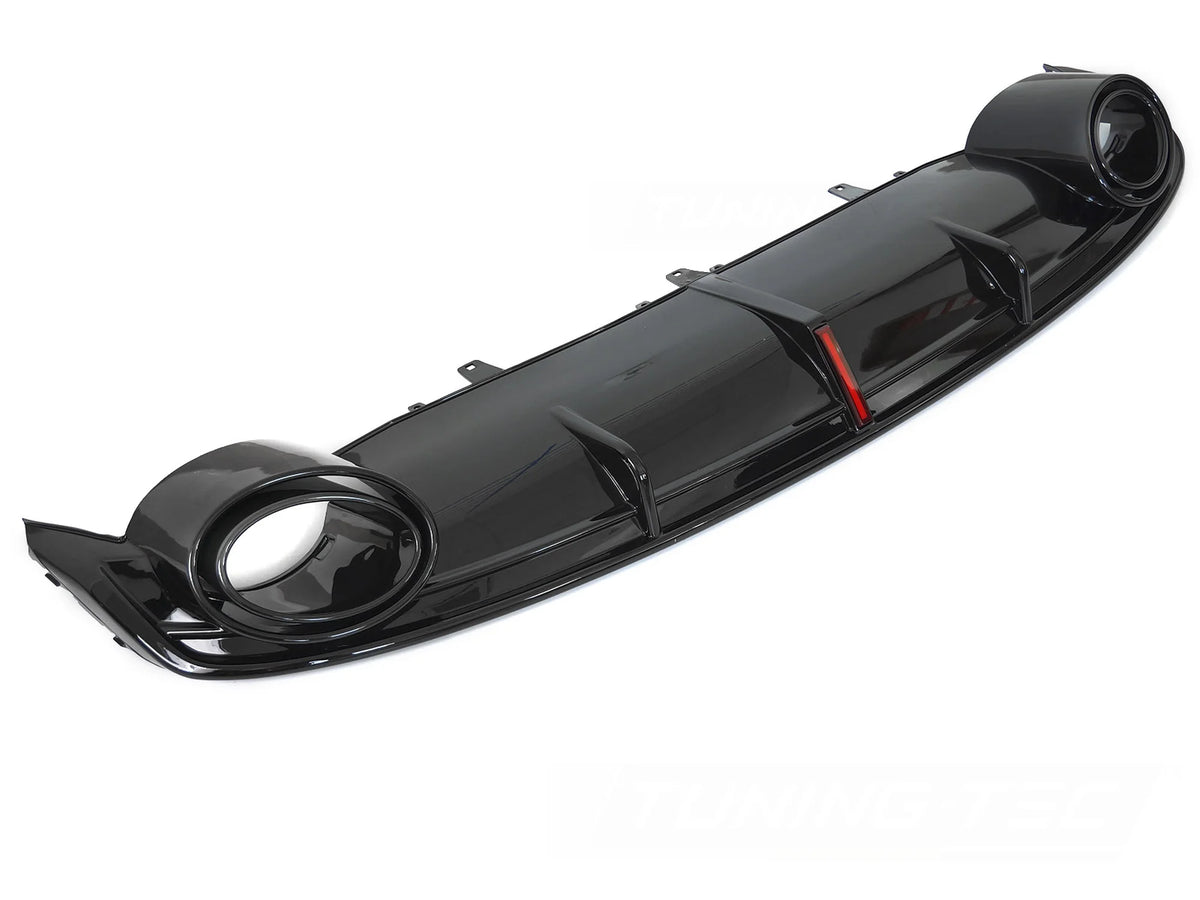Diffuseur double sortie noir brillant avec feu stop LED style sport compatible Audi A7 C7 10-14