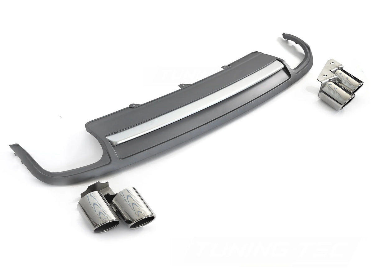 Diffuseur à sortie unique argenté style sport S compatible avec Audi A4 B8 08-11