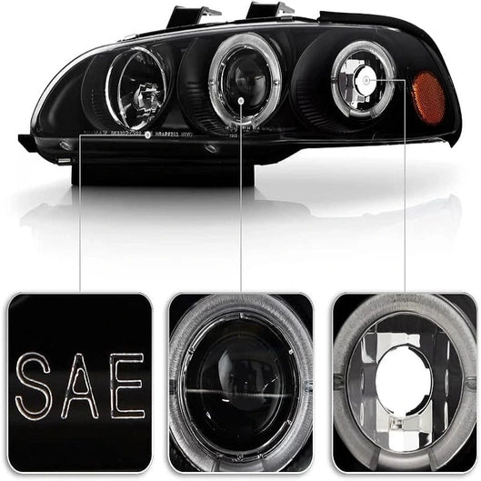 Phares Avant Angel Eyes Fond Noir Honda Civic EG/EH/EJ 92-95