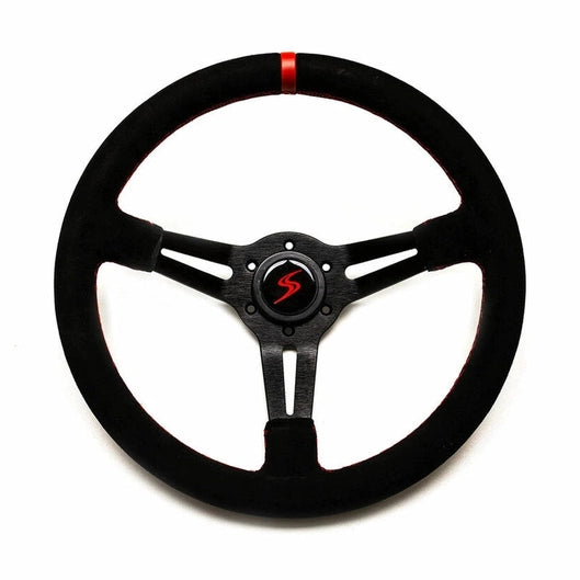 Volant Tulipé 70 mm cuir noir retourné surpiqure rouge