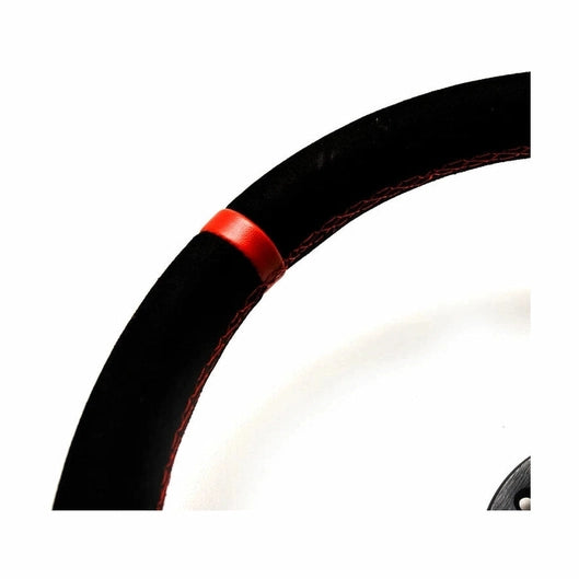 Volant Tulipé 70 mm cuir noir retourné surpiqure rouge