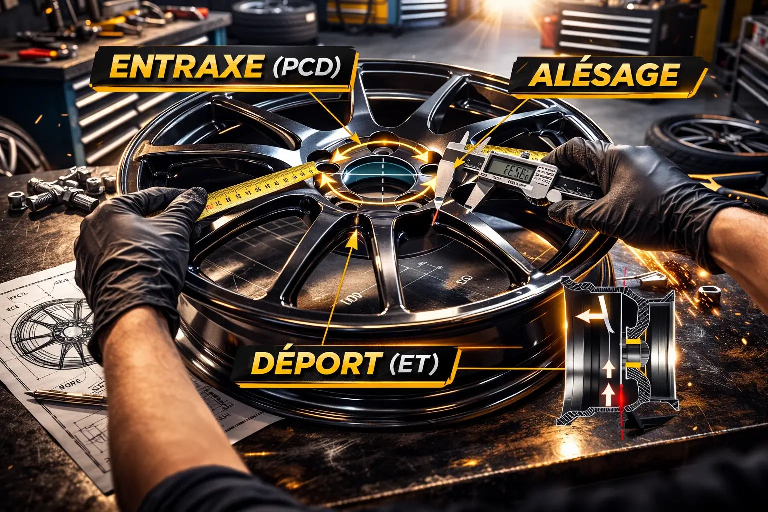 Guide CUSTOM+ : Mesurer l’Entraxe (PCD), l’Alésage et le Déport (ET) d’une Jante