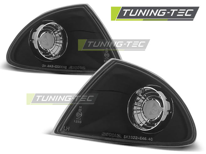 Feux de direction avant noirs compatibles avec BMW E46 05.98-08.01