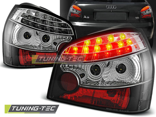 Feux arrière à LED noirs compatibles avec Audi A3 08.96-08.00