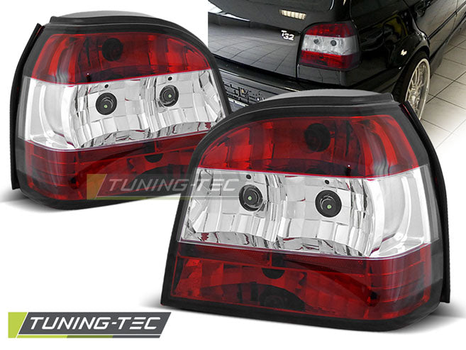 Feux arrière rouges et blancs compatibles avec VW Golf 3 09.91-08.97