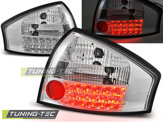 Feux arrière à LED chromés compatibles avec Audi A6 05.97-05.04
