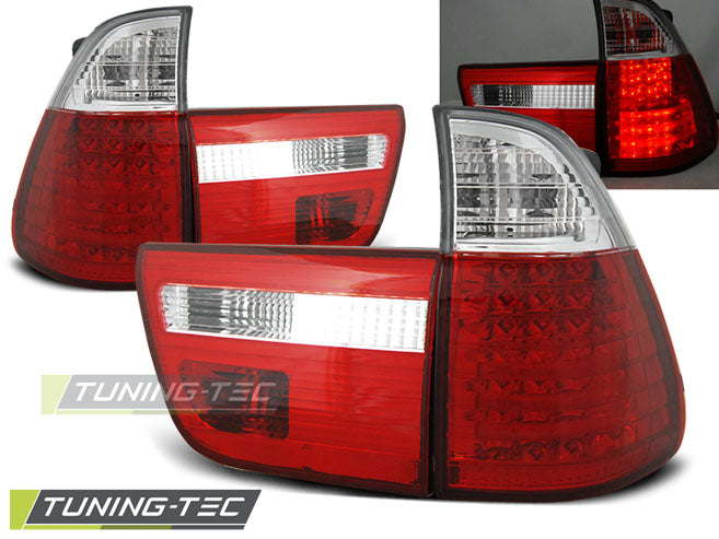 Feux arrière à LED rouge et blanc compatibles avec BMW X5 E53 09.99-10.03
