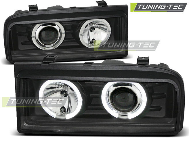 Phares Angel Eyes noirs compatibles avec VW Corrado 88-95