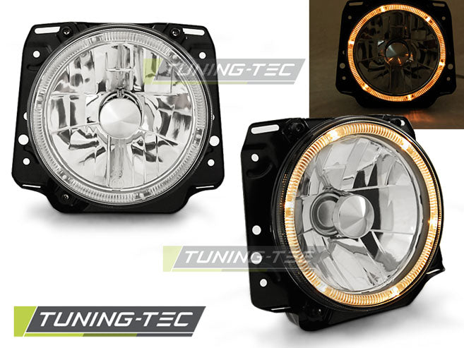 Phares Angel Eyes chromés compatibles avec VW Golf II 2 08.83-08.91