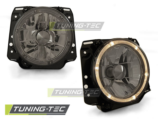 Phares Angel Eyes fumés compatibles avec VW Golf II 2 08.83-08.91