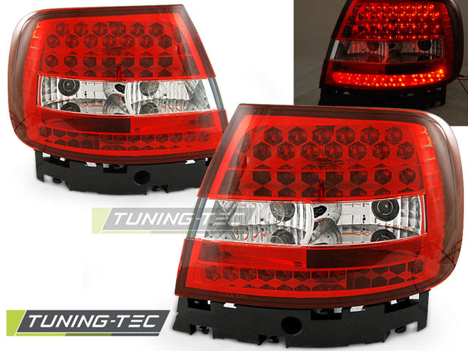 Feux arrière à LED rouges et blancs compatibles avec Audi A4 11.94-09.00