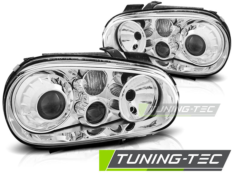 Phares sport chromés compatibles avec VW Golf 4 09.97-09.03