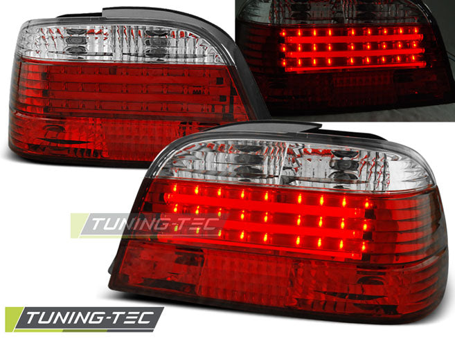 Feux arrière à LED rouges et blancs compatibles avec BMW E38 06.94-07.01
