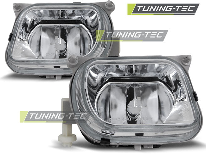 Phares antibrouillard chromés compatibles avec Mercedes W210 Classe E (1995-2005).