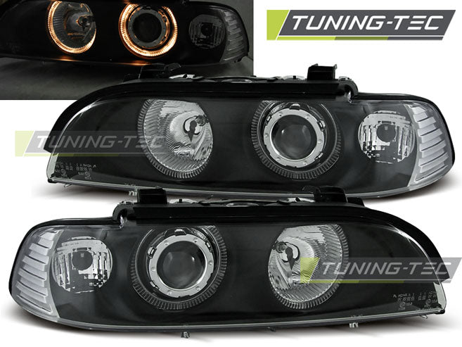 Phares Angel Eyes noirs compatibles BMW E39 95-03