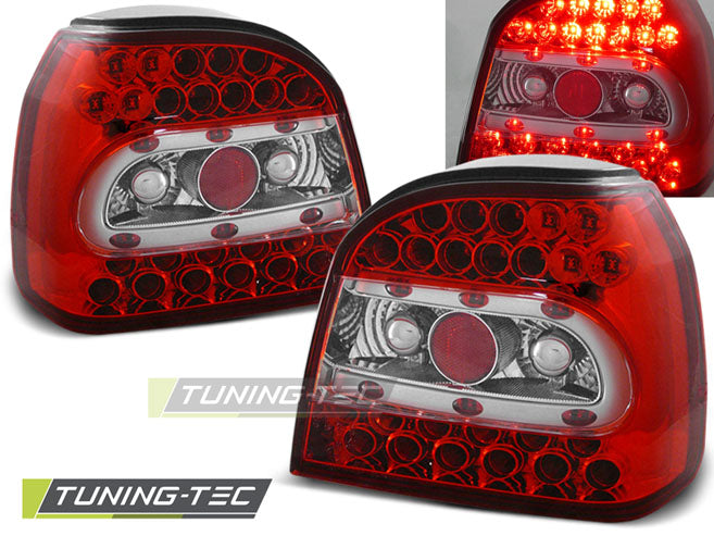 Feux arrière à LED rouge et blanc compatibles avec VW Golf 3 09.91-08.97