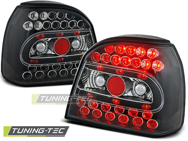 Feux arrière à LED noirs compatibles avec VW Golf 3 09.91-08.97