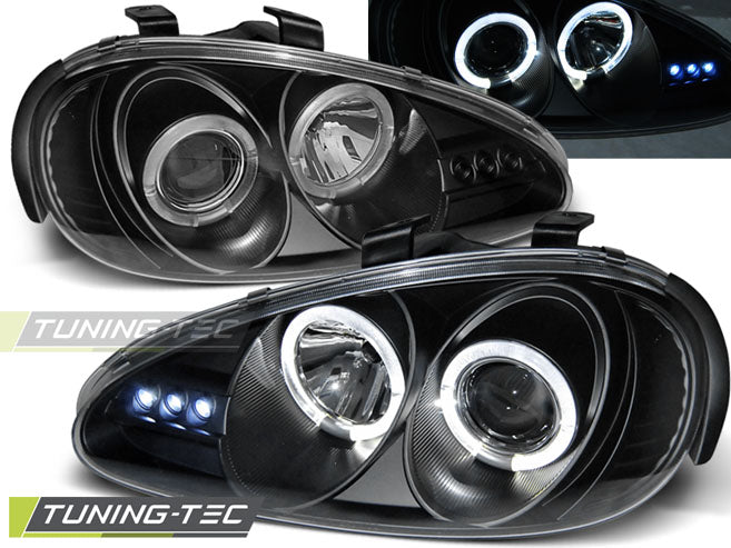 Phares Angel Eyes noirs pour Mazda MX3 91-98