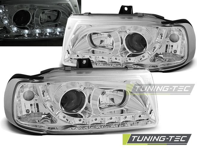 Phares chromés de jour compatibles avec SEAT Ibiza/Cordoba/Polo Variant, berline 10.93-08.99