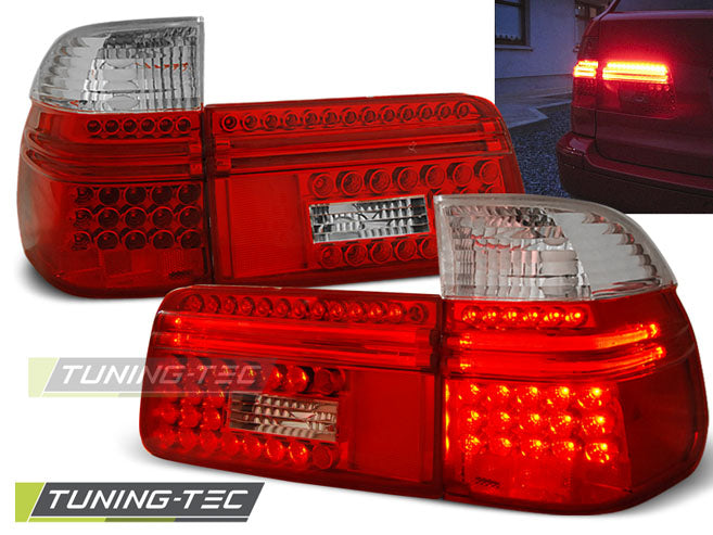 Feux arrière à LED rouge et blanc compatibles avec BMW E39 Touring (1997-2008).