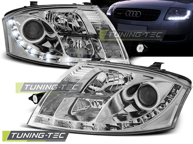 Phares chromés à feux de jour compatibles avec Audi TT 99-06