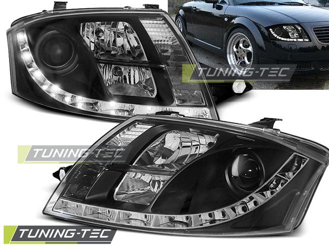 Phares avant noirs à feux de jour compatibles avec Audi TT 99-05