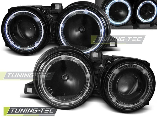 Phares Angel Eyes noirs compatibles BMW E30 11.82-06.94