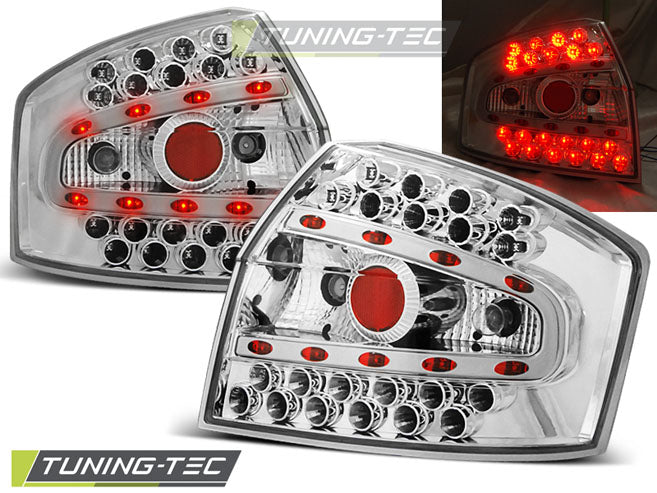Feux arrière à LED chromés compatibles avec Audi A4 8E 10.00-10.04 Berline