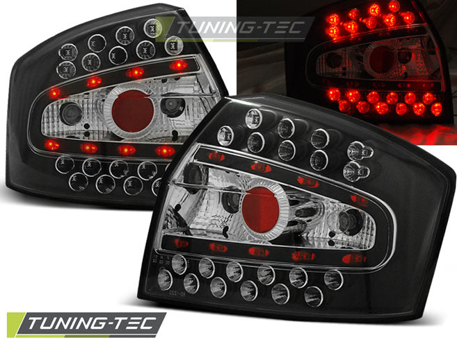 Feux arrière à LED noirs compatibles avec Audi A4 8E 10.00-10.04 Berline