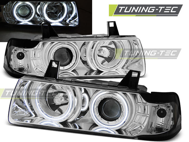 Phares Angel Eyes CCFL chromés compatibles BMW E36 12.90-08.99 C/C