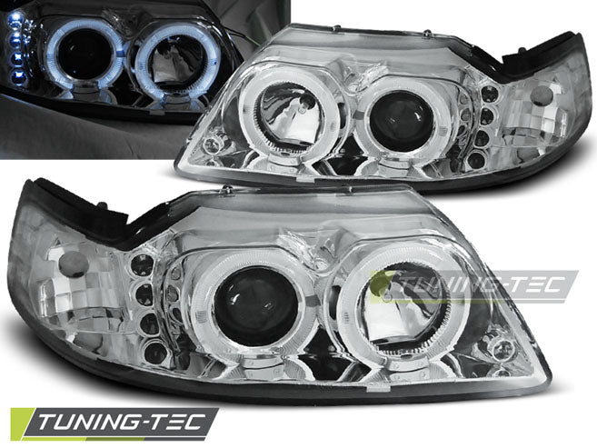 FEUX ANGEL EYES CHROMÉS POUR FORD MUSTANG 98-04