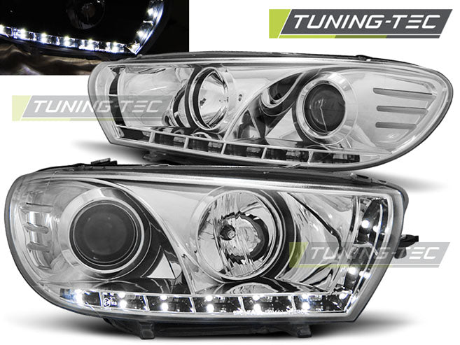 Phares chromés à feux de jour compatibles avec VW Scirocco 08-04.14