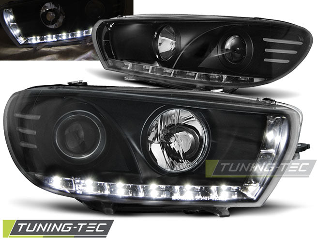 Phares de jour noirs compatibles avec VW Scirocco 08-04.14