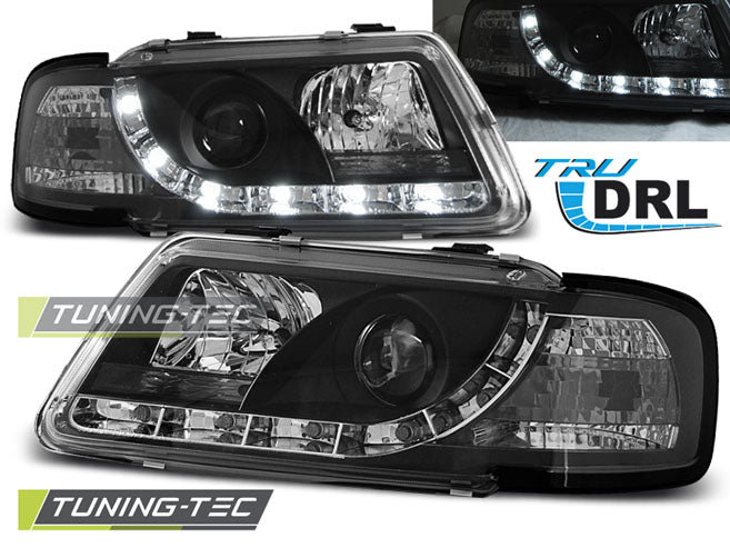 Phares avec feux de jour noirs pour Audi A3 8L 08.96-08.00