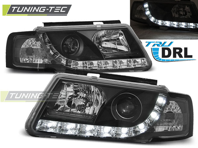 Phares avec feux de jour noirs (DRL) compatibles avec VW Passat B5 3B 11.96-08.00