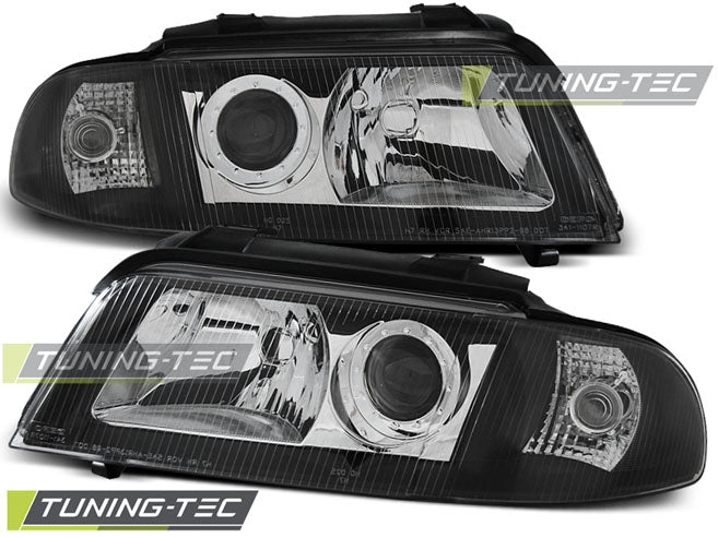 Phares noirs compatibles avec Audi A4 01.99-11.00
