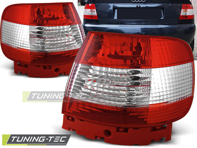 Feux arrière rouges et blancs compatibles avec Audi A4 11.94-09.00