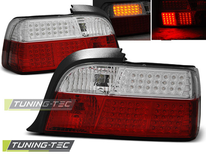 Feux arrière à LED rouges et blancs compatibles avec BMW E36 Coupé (12.90-08.99)