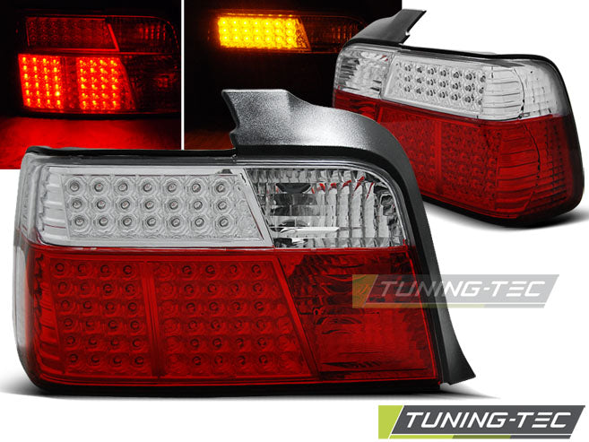 Feux arrière à LED rouges et blancs compatibles avec BMW E36 berline (12.90-08.99)