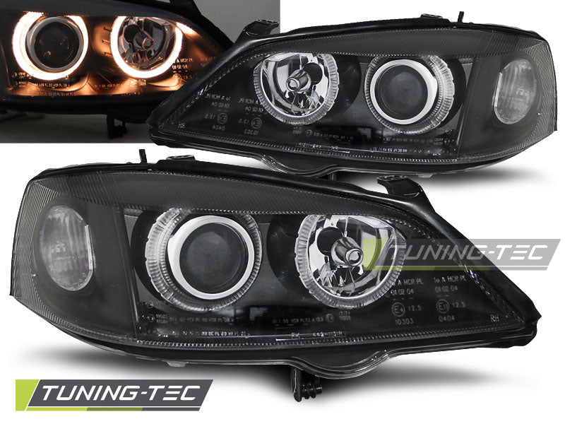 Phares Opel Astra G 09.97-02.04 Angel Eyes noirs