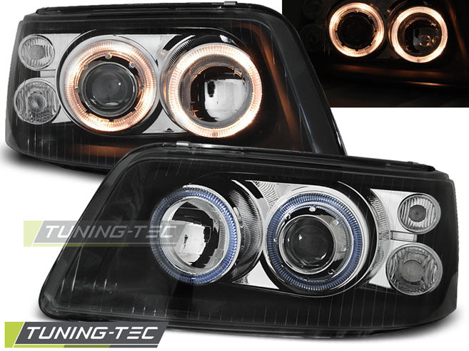 Phares Angel Eyes noirs compatibles VW T5 04.03-08.09