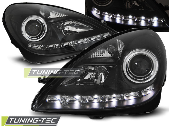 Phares de jour noirs compatibles avec Mercedes R171 SLK 04-11