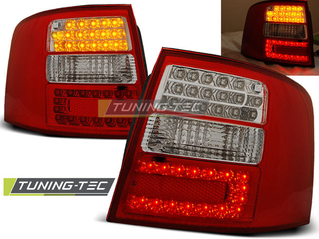 Feux arrière à LED rouge et blanc compatibles avec Audi A6 Avant (05.97-05.04)