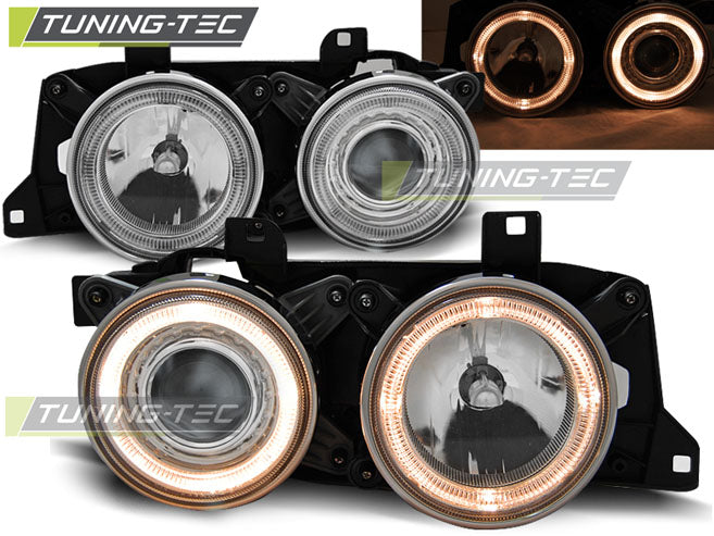 Phares Angel Eyes chromés compatibles BMW E32/E34