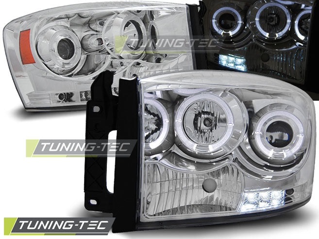 Feux arrière chromés Angel Eyes pour Dodge Ram 06-08