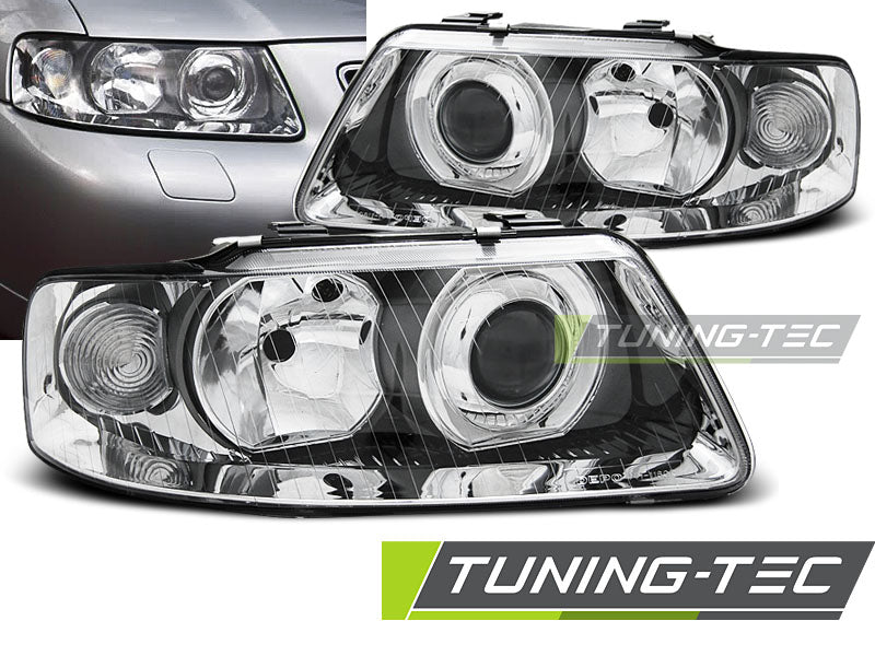 Phares chromés compatibles avec Audi A3 09.00-05.03