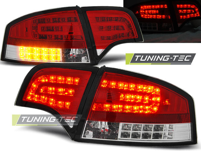 Feux arrière à LED rouges et blancs compatibles avec Audi A4 B7 berline (11.04-03.08)