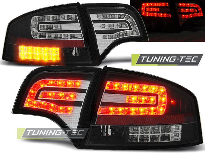 Feux arrière à LED noirs compatibles avec Audi A4 B7 berline (11.04-03.08)