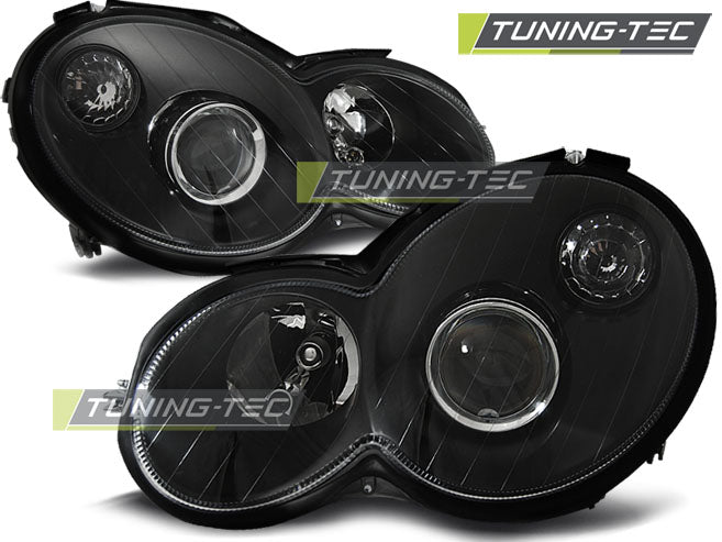 Phares noirs compatibles avec Mercedes CL203 Classe C 00-04
