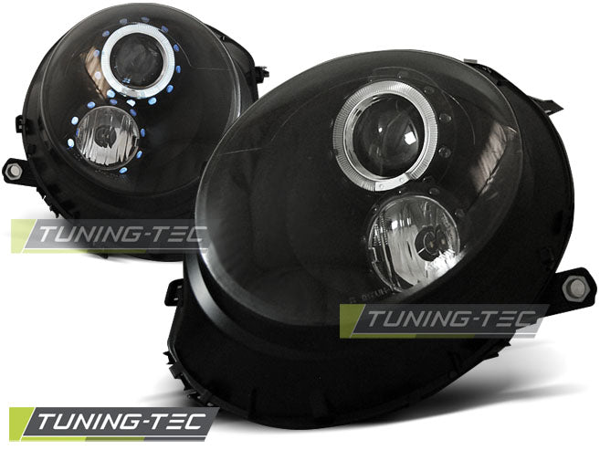 Phares Angel Eyes noirs compatibles BMW Mini (Cooper) 06-14